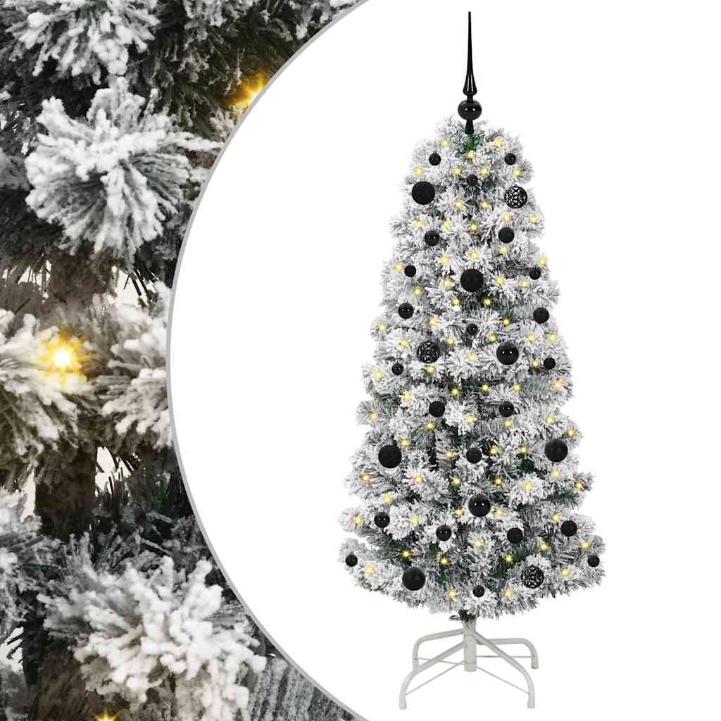 vidaXL Artificial Hinged Christmas Tree Green and White 150 cm