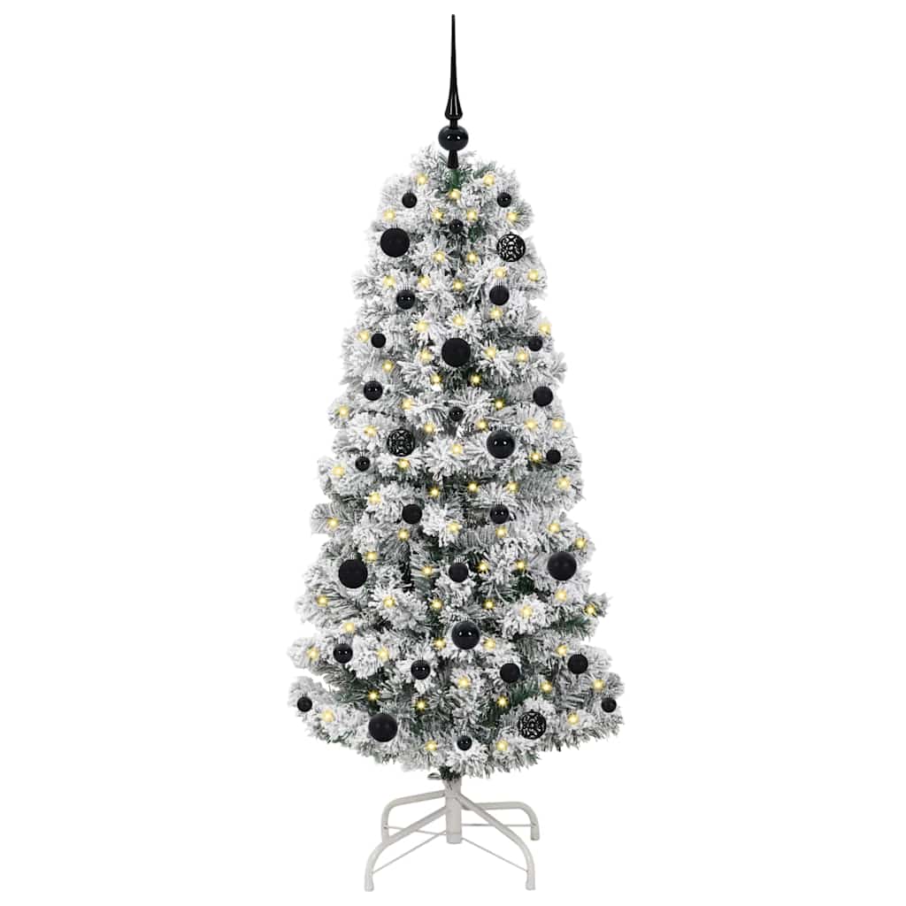 vidaXL Artificial Hinged Christmas Tree Green and White 150 cm