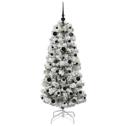 vidaXL Artificial Hinged Christmas Tree Green and White 150 cm