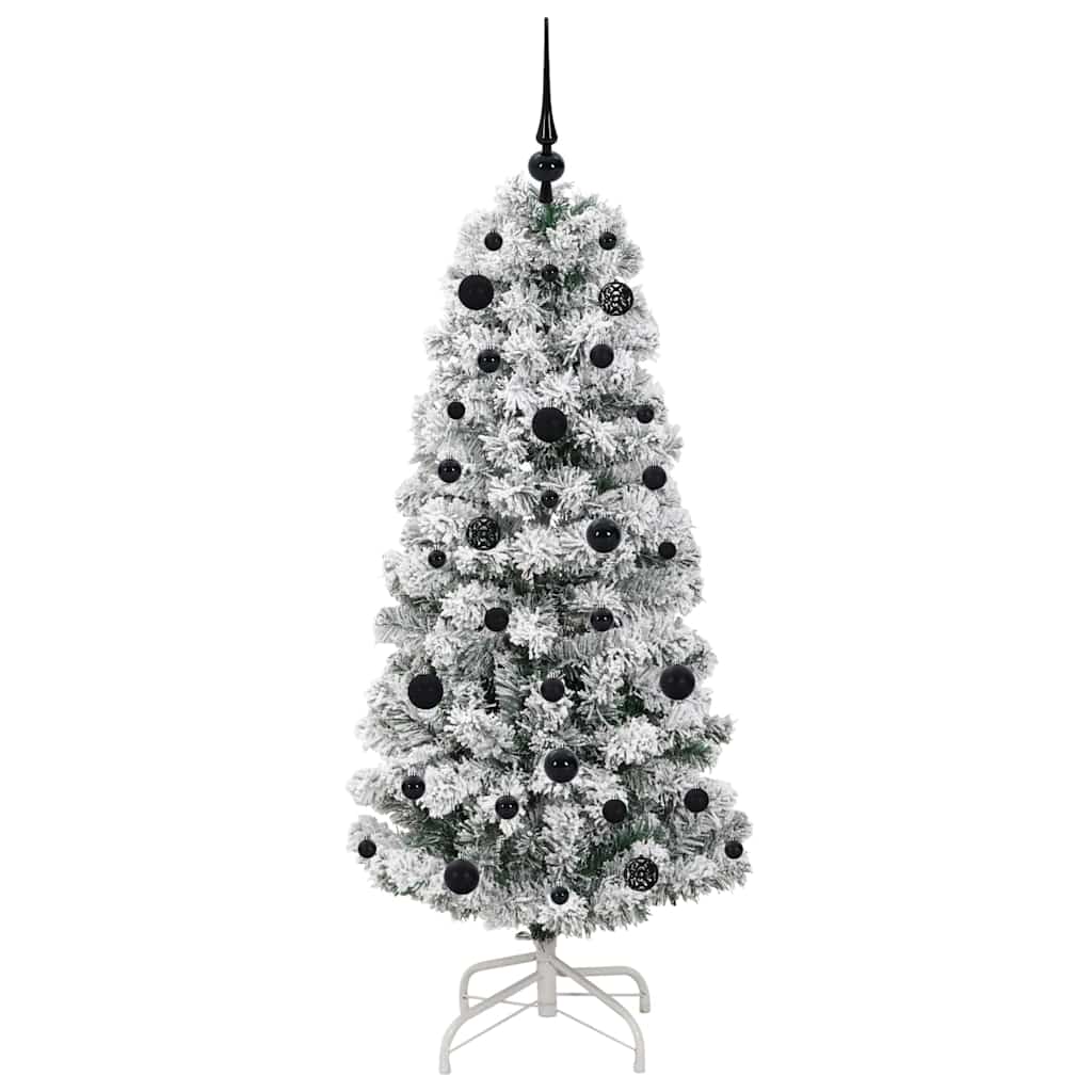 vidaXL Artificial Hinged Christmas Tree Green and White 150 cm