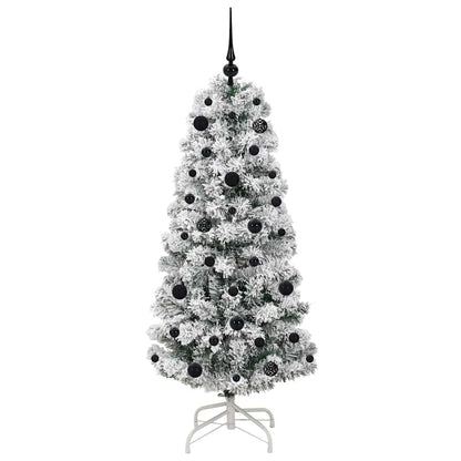 vidaXL Artificial Hinged Christmas Tree Green and White 150 cm