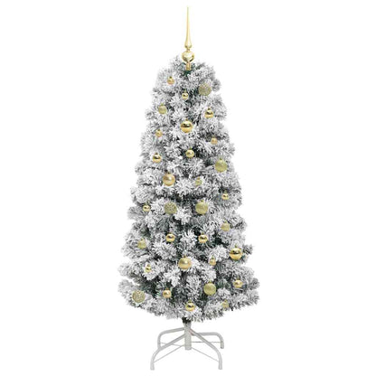 vidaXL Artificial Hinged Christmas Tree Green and White 150 cm