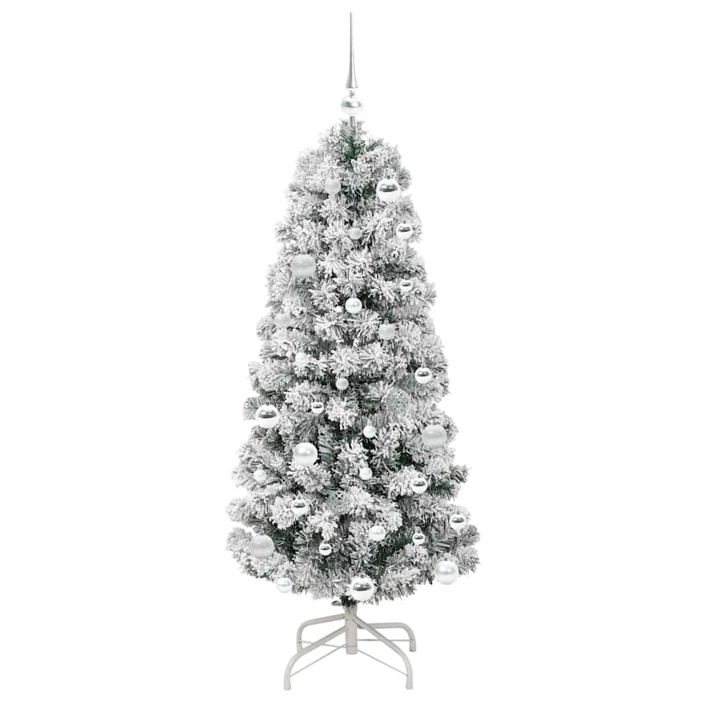 vidaXL Artificial Hinged Christmas Tree Green and White 150 cm