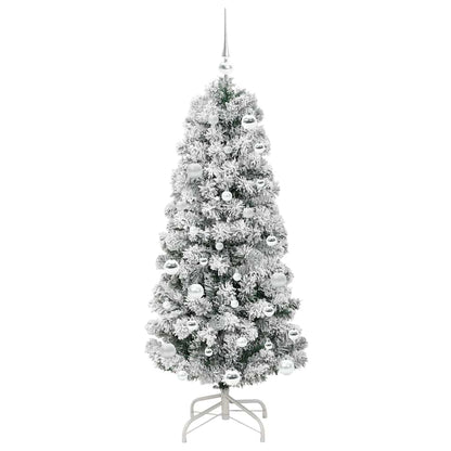 vidaXL Artificial Hinged Christmas Tree Green and White 150 cm