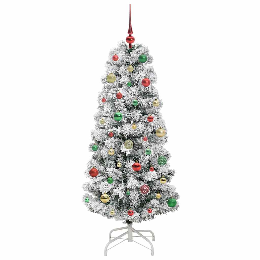 vidaXL Artificial Hinged Christmas Tree Green and White 150 cm