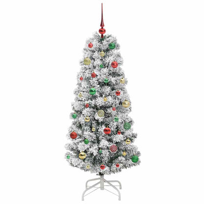 vidaXL Artificial Hinged Christmas Tree Green and White 150 cm