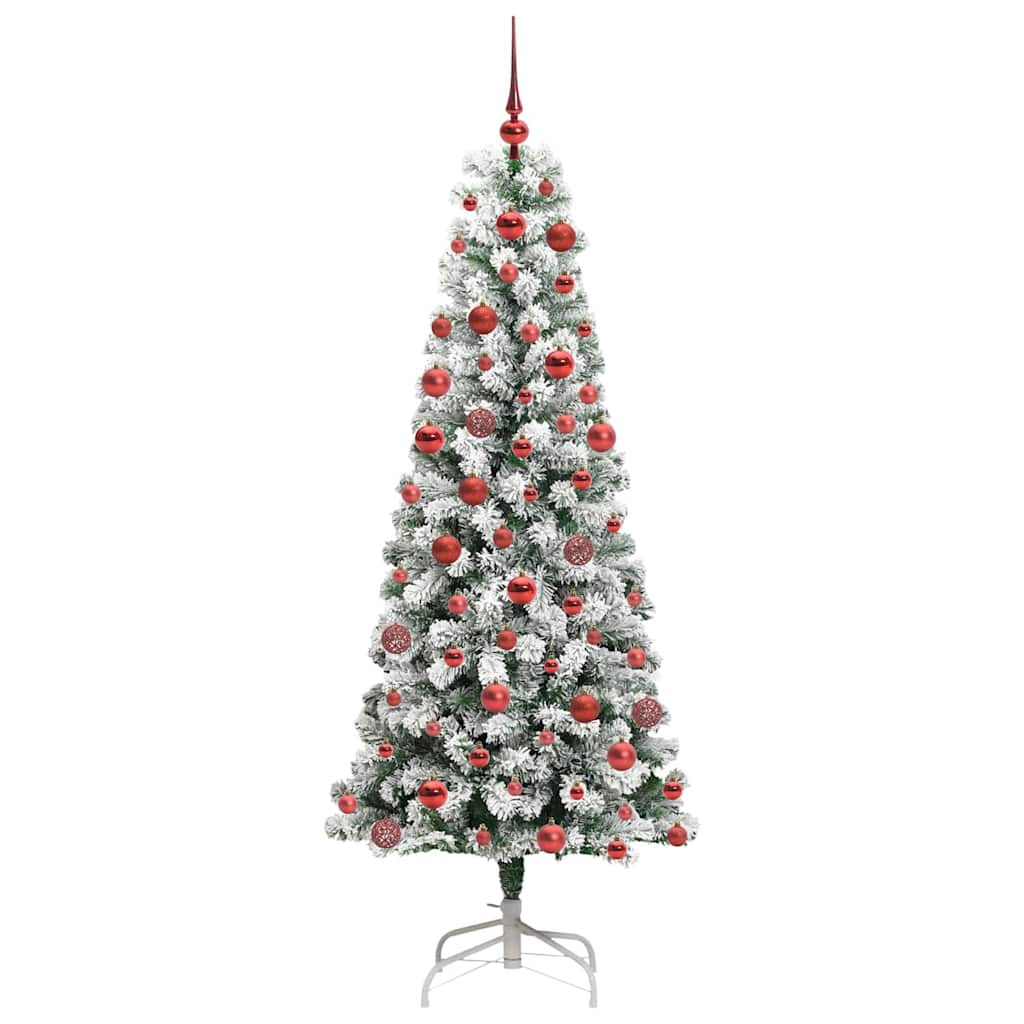 vidaXL Artificial Hinged Christmas Tree Green and White 180 cm
