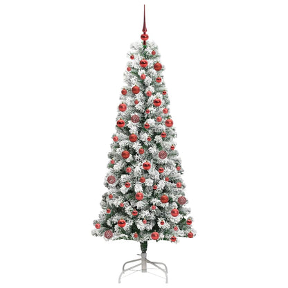 vidaXL Artificial Hinged Christmas Tree Green and White 180 cm