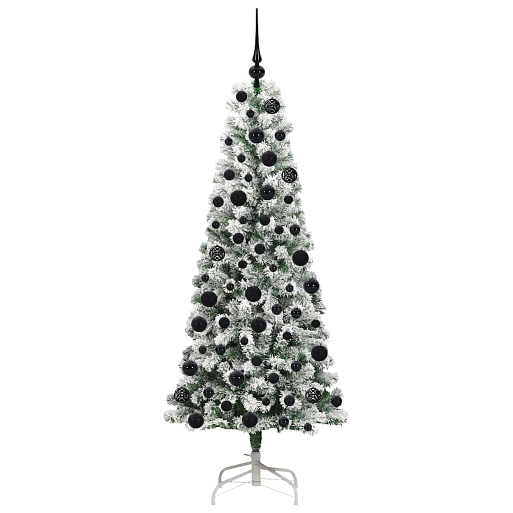 vidaXL Artificial Hinged Christmas Tree Green and White 180 cm