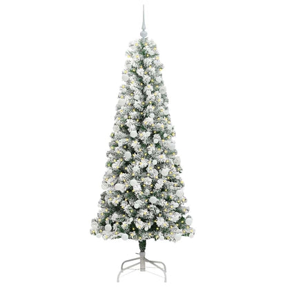 vidaXL Artificial Hinged Christmas Tree Green and White 180 cm