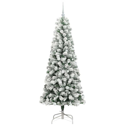 vidaXL Artificial Hinged Christmas Tree Green and White 180 cm