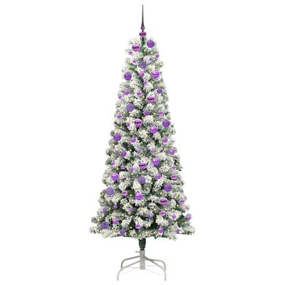 vidaXL Artificial Hinged Christmas Tree Green and White 180 cm