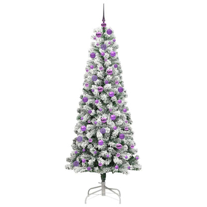 vidaXL Artificial Hinged Christmas Tree Green and White 180 cm
