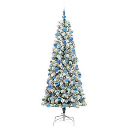 vidaXL Artificial Hinged Christmas Tree Green and White 180 cm