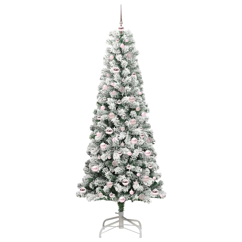 vidaXL Artificial Hinged Christmas Tree Green and White 210 cm