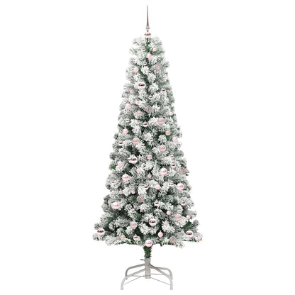 vidaXL Artificial Hinged Christmas Tree Green and White 210 cm