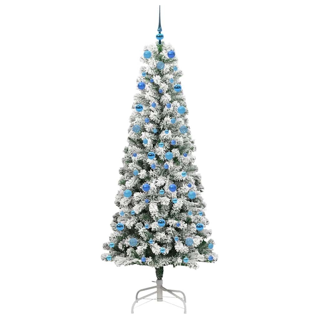 vidaXL Artificial Hinged Christmas Tree Green and White 210 cm
