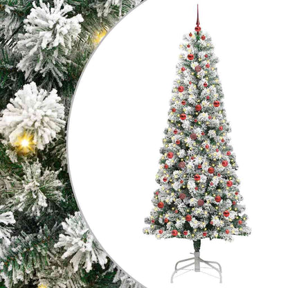 vidaXL Artificial Hinged Christmas Tree Green and White 240 cm