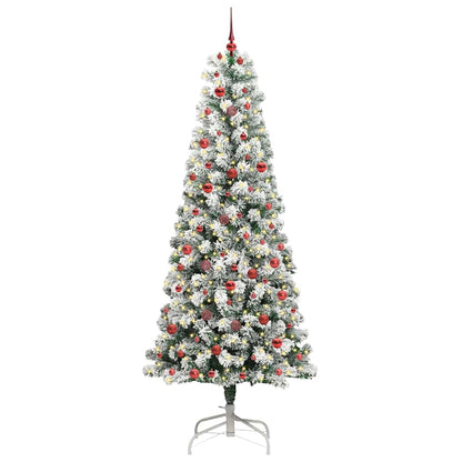 vidaXL Artificial Hinged Christmas Tree Green and White 240 cm