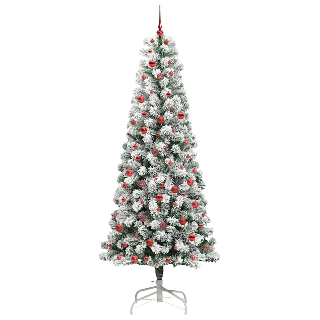vidaXL Artificial Hinged Christmas Tree Green and White 240 cm
