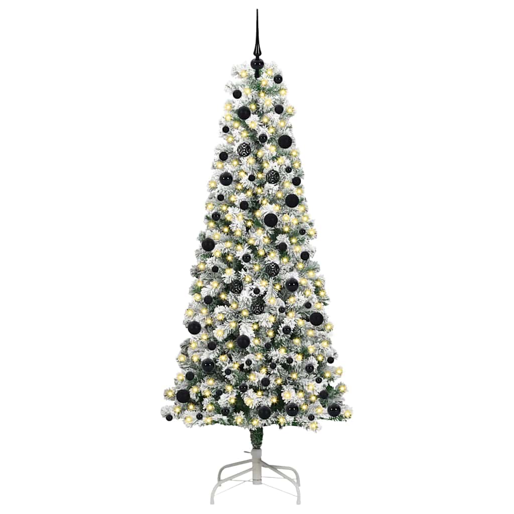 vidaXL Artificial Hinged Christmas Tree Green and White 240 cm
