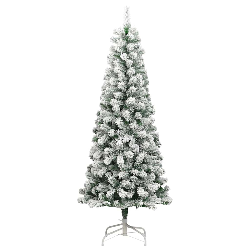 vidaXL Artificial Hinged Christmas Tree Green and White 240 cm