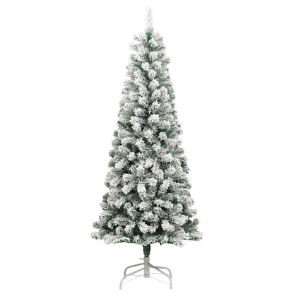 vidaXL Artificial Hinged Christmas Tree Green and White 240 cm