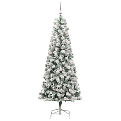 vidaXL Artificial Hinged Christmas Tree Green and White 240 cm