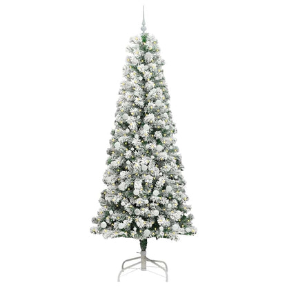 vidaXL Artificial Hinged Christmas Tree Green and White 240 cm
