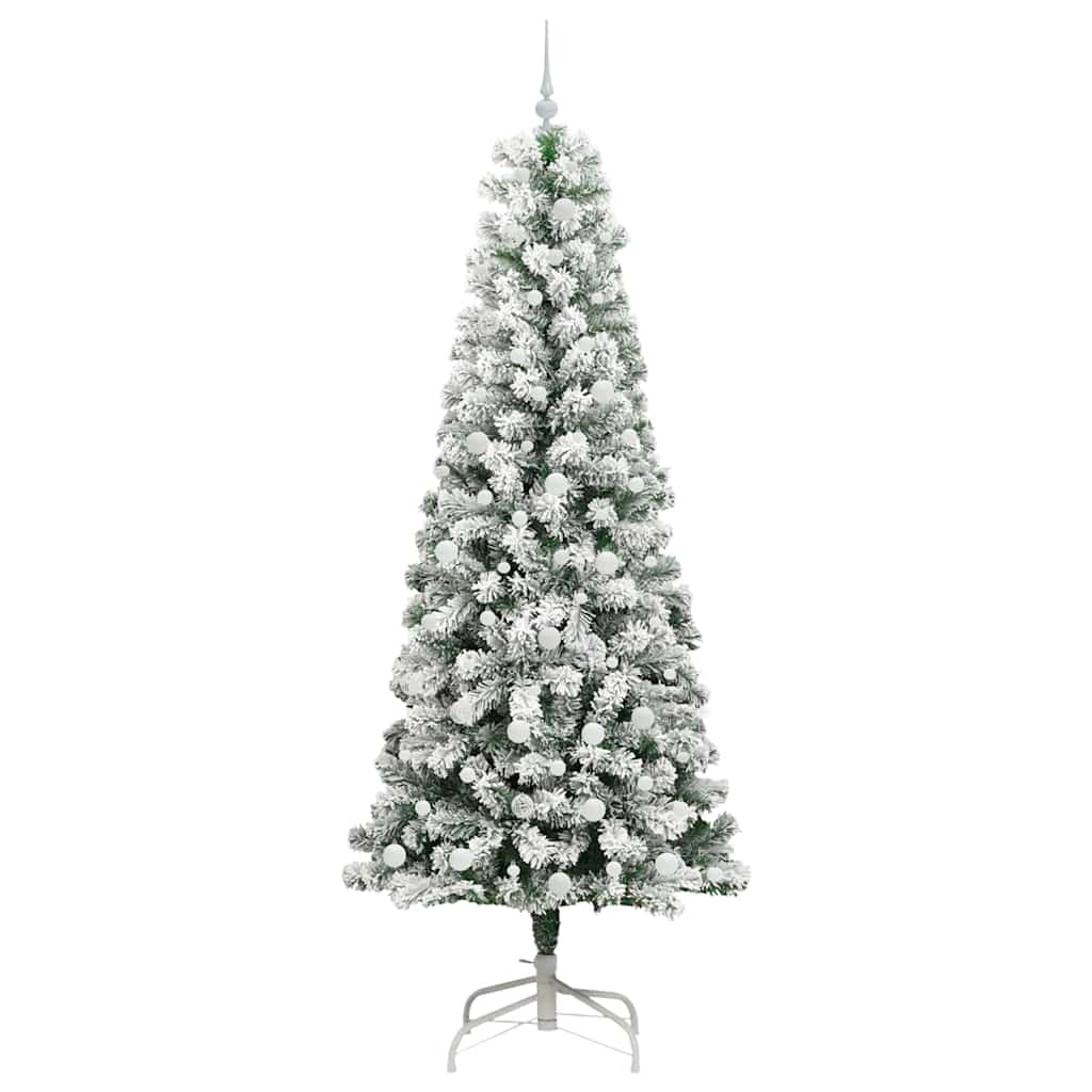 vidaXL Artificial Hinged Christmas Tree Green and White 240 cm