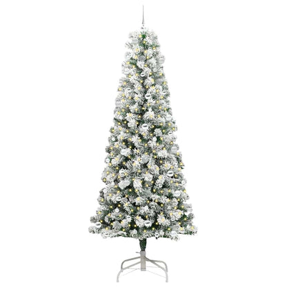 vidaXL Artificial Hinged Christmas Tree Green and White 240 cm