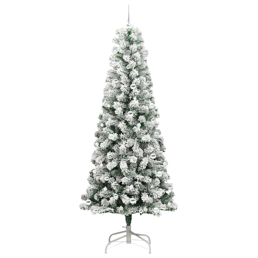vidaXL Artificial Hinged Christmas Tree Green and White 240 cm