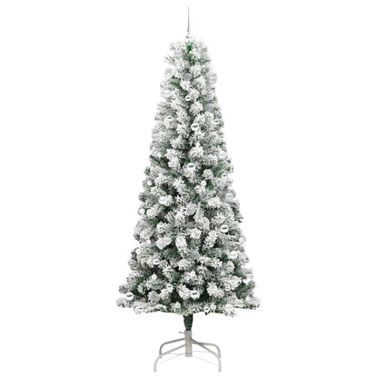 vidaXL Artificial Hinged Christmas Tree Green and White 240 cm
