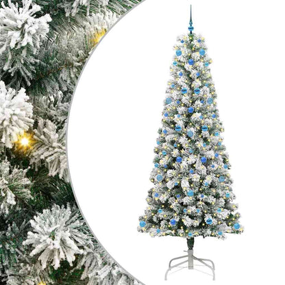 vidaXL Artificial Hinged Christmas Tree Green and White 240 cm