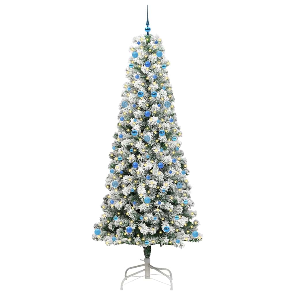 vidaXL Artificial Hinged Christmas Tree Green and White 240 cm