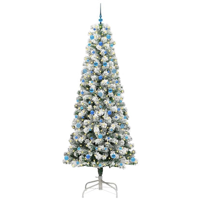 vidaXL Artificial Hinged Christmas Tree Green and White 240 cm