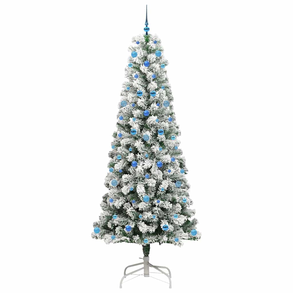 vidaXL Artificial Hinged Christmas Tree Green and White 240 cm