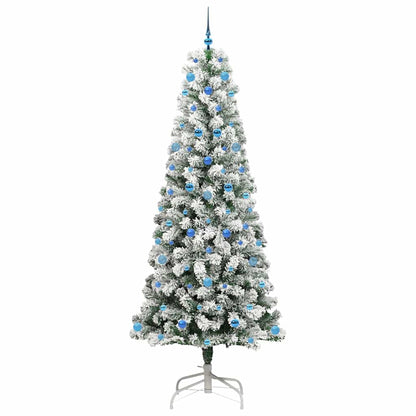 vidaXL Artificial Hinged Christmas Tree Green and White 240 cm