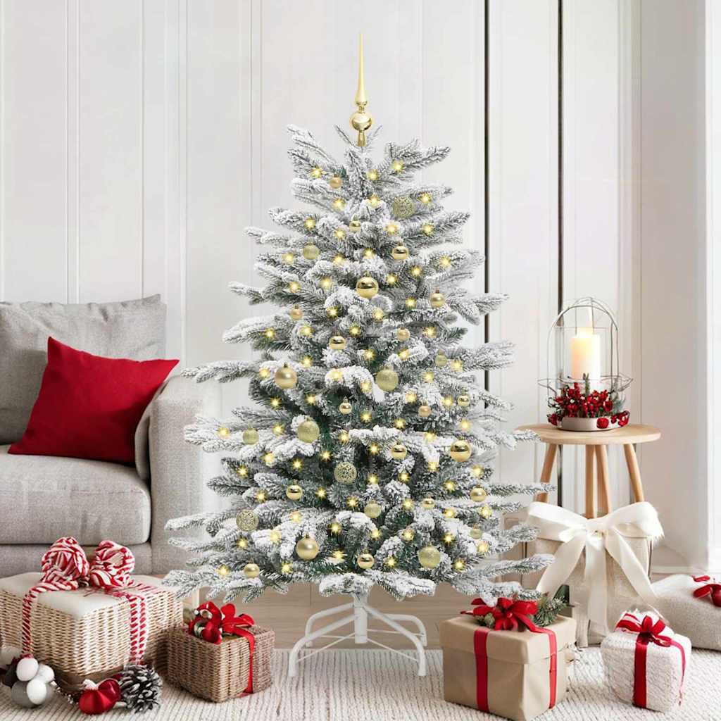 vidaXL Artificial Hinged Christmas Tree White 150 cm PE and PVC