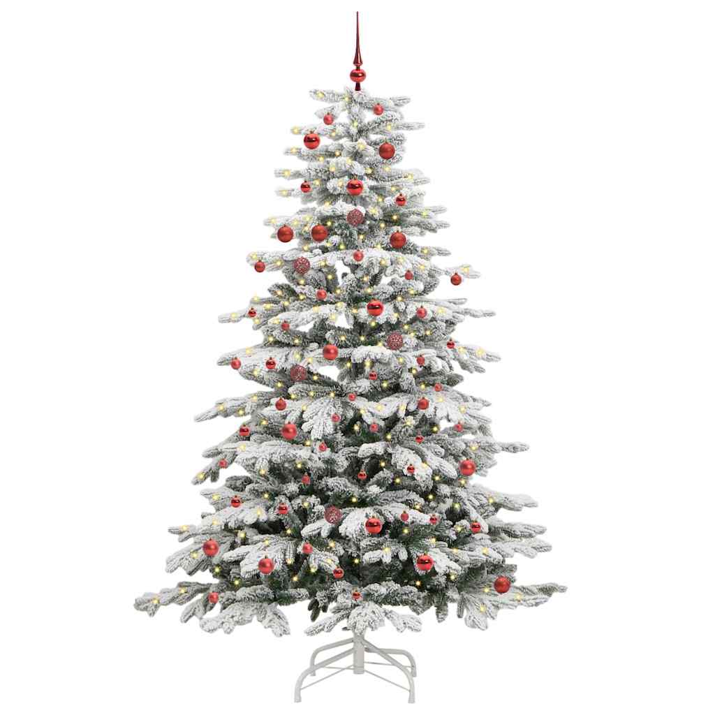 vidaXL Artificial Hinged Christmas Tree White 210 cm PE and PVC