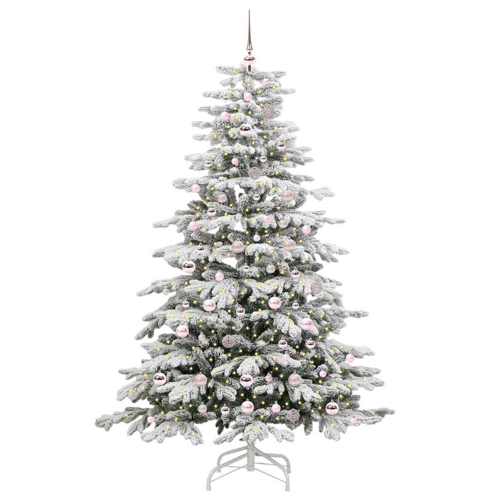 vidaXL Artificial Hinged Christmas Tree White 210 cm PE and PVC