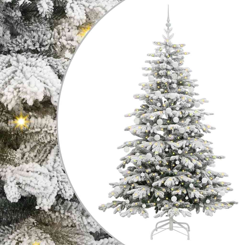 vidaXL Artificial Hinged Christmas Tree White 210 cm PE and PVC