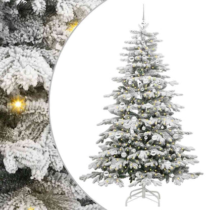 vidaXL Artificial Hinged Christmas Tree White 210 cm PE and PVC