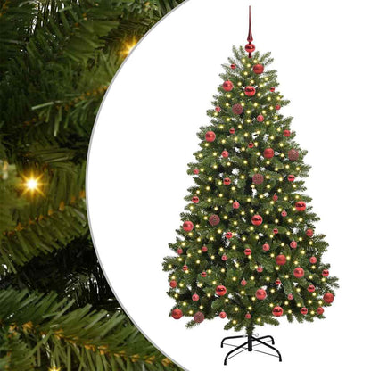 vidaXL Artificial Hinged Christmas Tree 180 cm 300 LEDs Warm White PVC
