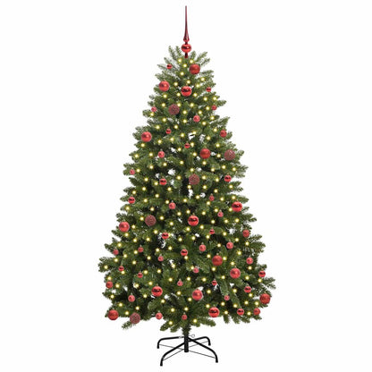 vidaXL Artificial Hinged Christmas Tree 180 cm 300 LEDs Warm White PVC