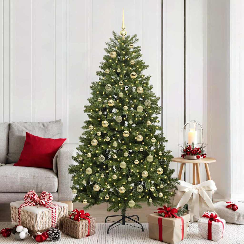 vidaXL Artificial Hinged Christmas Tree 180 cm 300 LEDs Warm White PVC
