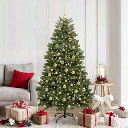 vidaXL Artificial Hinged Christmas Tree 180 cm 300 LEDs Warm White PVC