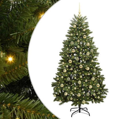 vidaXL Artificial Hinged Christmas Tree 180 cm 300 LEDs Warm White PVC