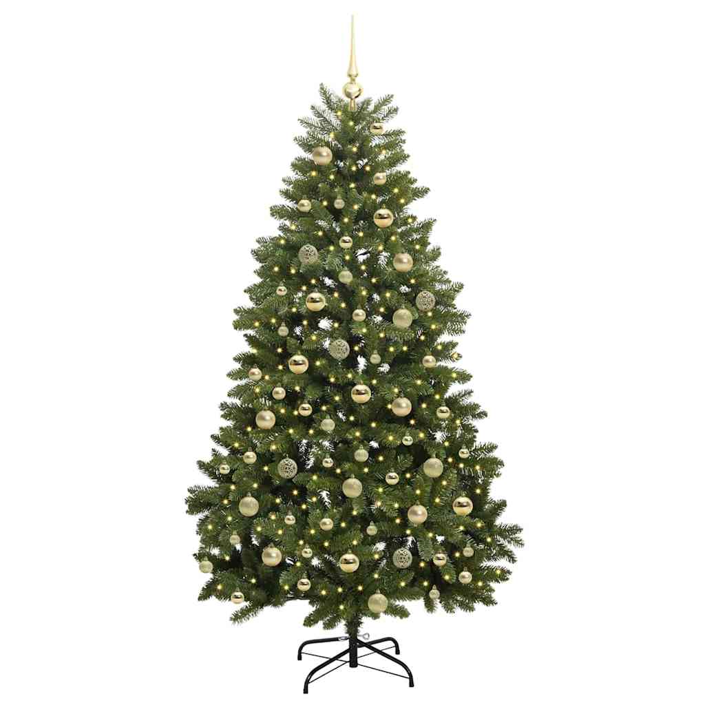 vidaXL Artificial Hinged Christmas Tree 180 cm 300 LEDs Warm White PVC