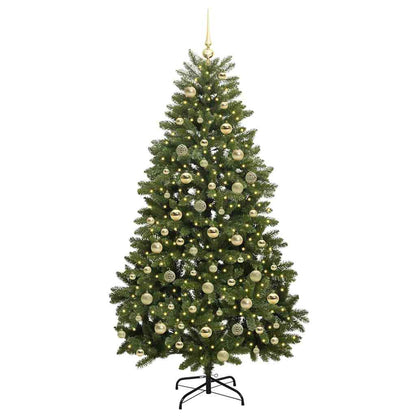 vidaXL Artificial Hinged Christmas Tree 180 cm 300 LEDs Warm White PVC